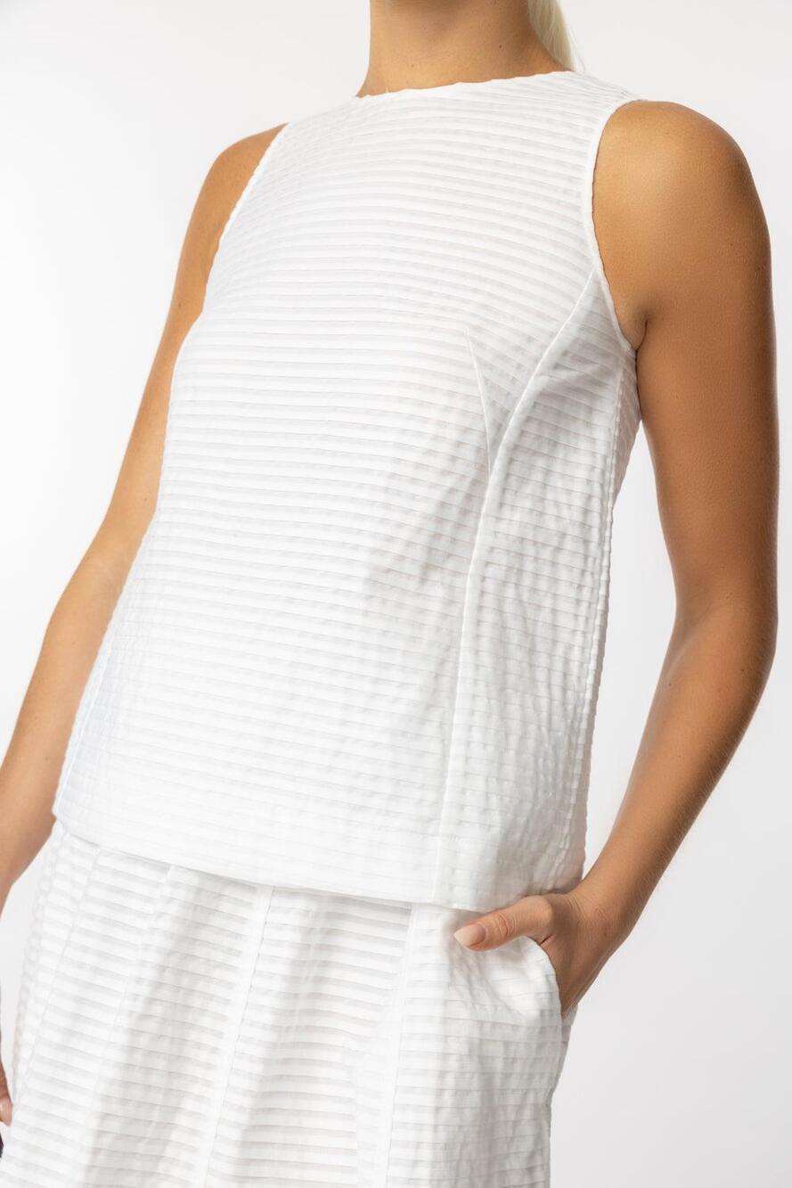 Odeeh Womens Pleated Sleeveless Top in White 32 XS